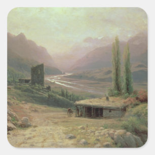 Pegatina Cuadrada Cañón caucásico, 1893
