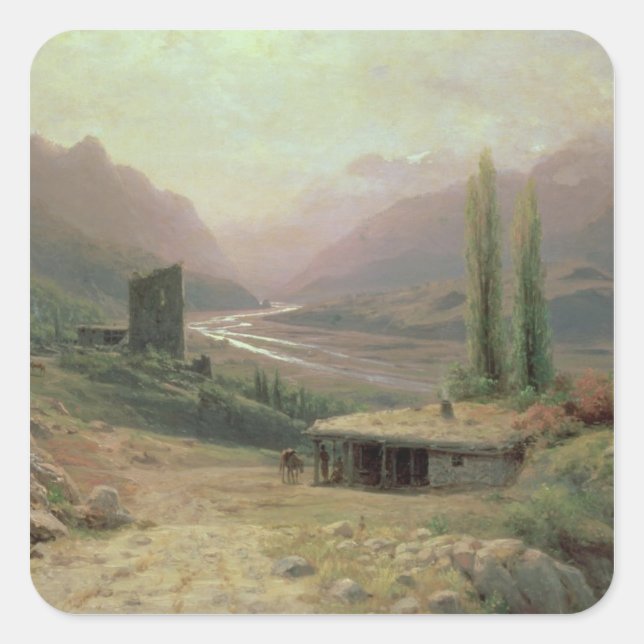 Pegatina Cuadrada Cañón caucásico, 1893 (Anverso)