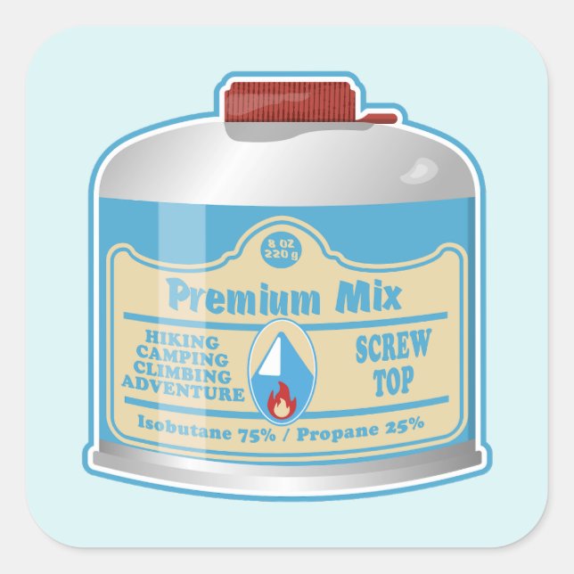 Pegatina Cuadrada Cañón de combustible para cocina de campamento pro (Anverso)