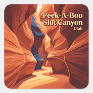 Pegatina Cuadrada Cañón Peek-A-Boo Kanab Utah