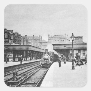 Pegatina Cuadrada Canonbury Station, Islington, c.1905