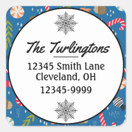 Pegatina Cuadrada Cañones de caramelo y dirección de devolución de c