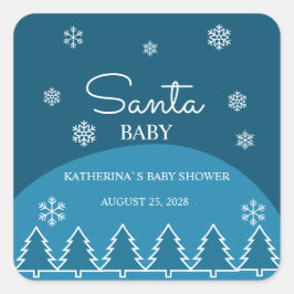 Pegatina Cuadrada Cañones de nieve de invierno azul showe