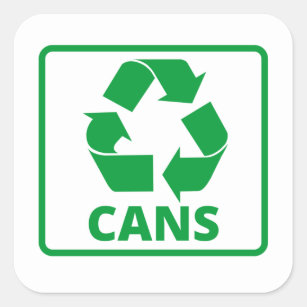 Pegatina Cuadrada Cañones verdes para señas de reciclaje
