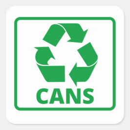 Pegatina Cuadrada Cañones verdes para señas de reciclaje