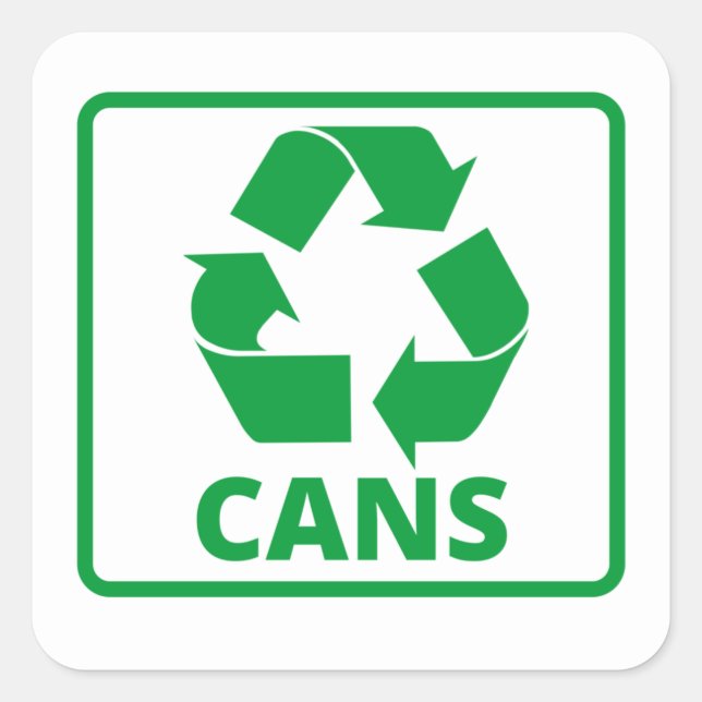 Pegatina Cuadrada Cañones verdes para señas de reciclaje (Anverso)