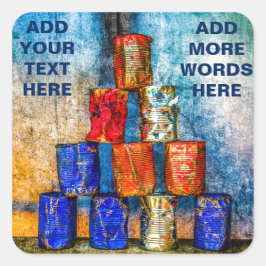 Pegatina Cuadrada Cans de estaño - Después del almuerzo