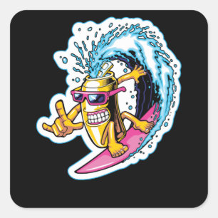 Pegatina Cuadrada Cans Surfing