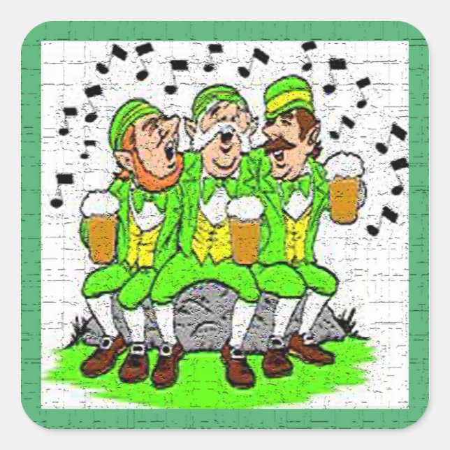 Pegatina Cuadrada Canta irlandés (Anverso)
