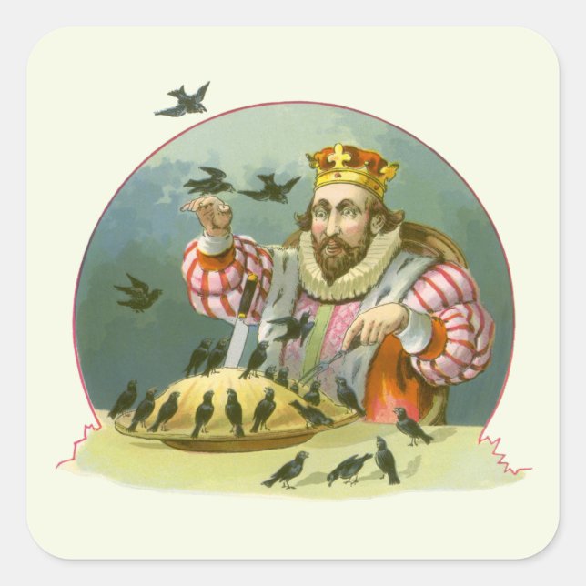 Pegatina Cuadrada Cantar una canción de Sixpence, rima de guardería  (Anverso)