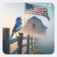 Canto de Bluebird con bandera estadounidense