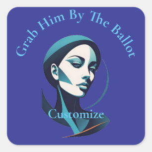 Pegatina Cuadrada Canto Kamala Lady 2024 Papeleta Thunder_Cove