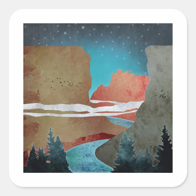 Pegatina Cuadrada Canyon Birds (Anverso)