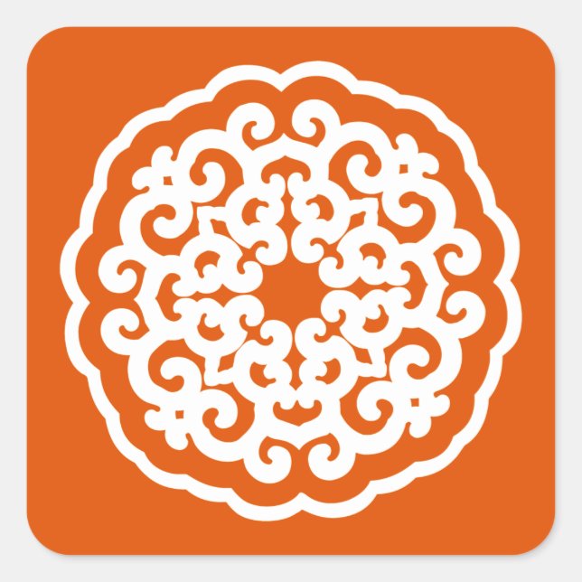 Pegatina Cuadrada Caos asiáticos Mandalla (Anverso)