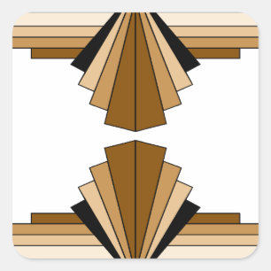 Pegatina Cuadrada Capas Art Deco en Tan