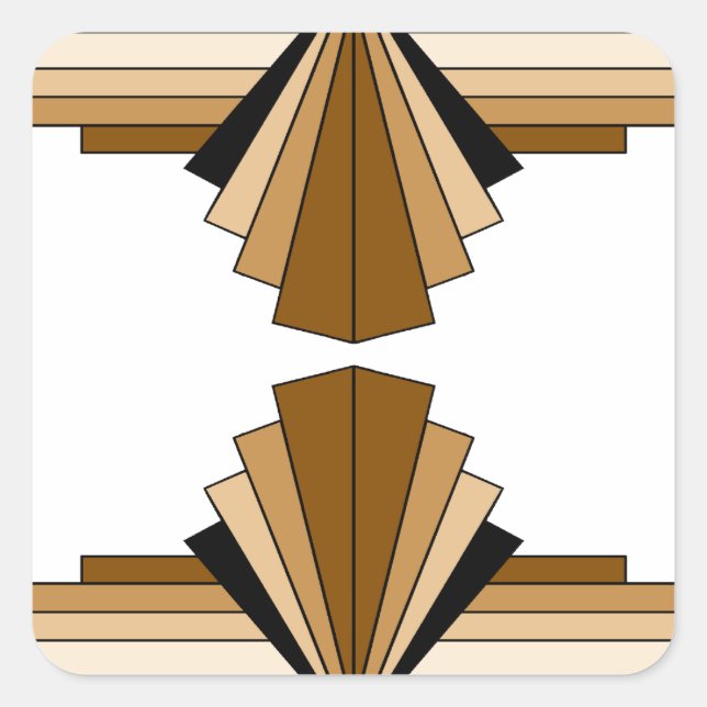 Pegatina Cuadrada Capas Art Deco en Tan (Anverso)