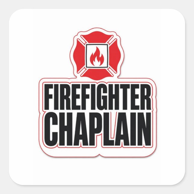 Pegatina Cuadrada capellán de bomberos (Anverso)