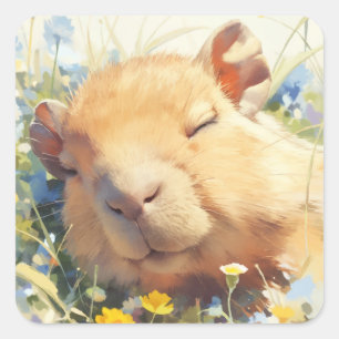 Pegatina Cuadrada Capibara Nap Pacífico