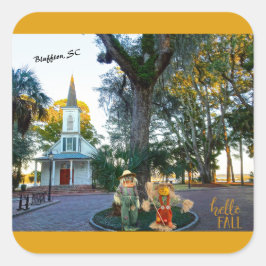 Pegatina Cuadrada Capilla azul Palmetto Bluff Bluffton Caída Scarecr