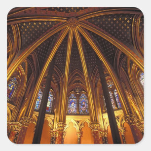 Pegatina Cuadrada capilla baja de La Sainte-Chapelle, París,