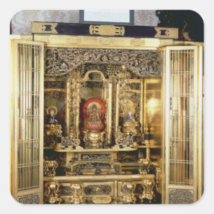 Pegatina Cuadrada Capilla de Butsudan del palacio de un Damio en