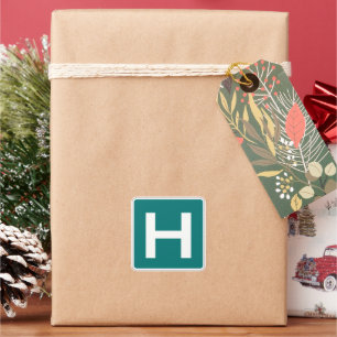 Pegatina Cuadrada Capital Letter H Green Background
