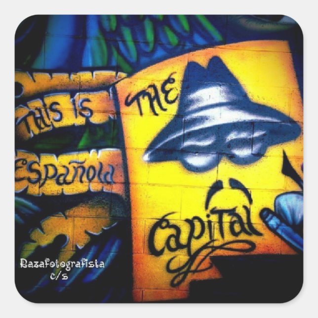 Pegatina Cuadrada Capital menor (Anverso)