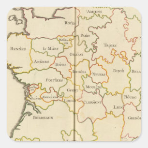 Pegatina Cuadrada Capitales de Francia