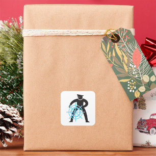 Pegatina Cuadrada Capitán De Buques En El Mando