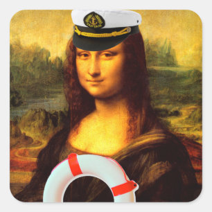 Pegatina Cuadrada Capitán del mar Mona Lisa