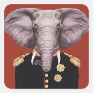 Pegatina Cuadrada Capitán Elephant