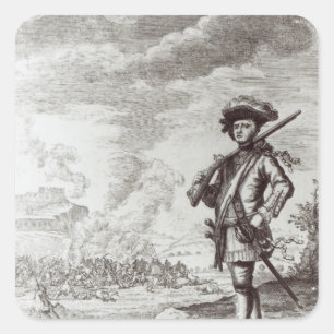 Pegatina Cuadrada Capitán Henry Morgan en el saco