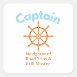 Pegatina Cuadrada Capitán – Navegante de Viajes por Carretera