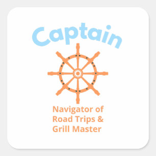 Pegatina Cuadrada Capitán – Navegante de Viajes por Carretera