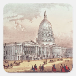 Pegatina Cuadrada Capitolio de Estados Unidos, C.C. de Washington