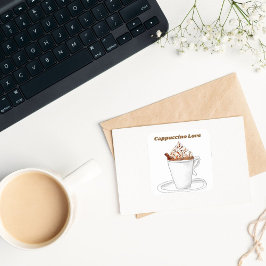 Pegatina Cuadrada Cappuccino Ama La Acuarela Con Canela