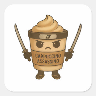 Pegatina Cuadrada Cappuccino Assassino Italian