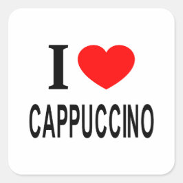 PEGATINA CUADRADA ❤️ CAPPUCCINO ME ENCANTA CAPPUCCINO CORAZÓN CAPPUC