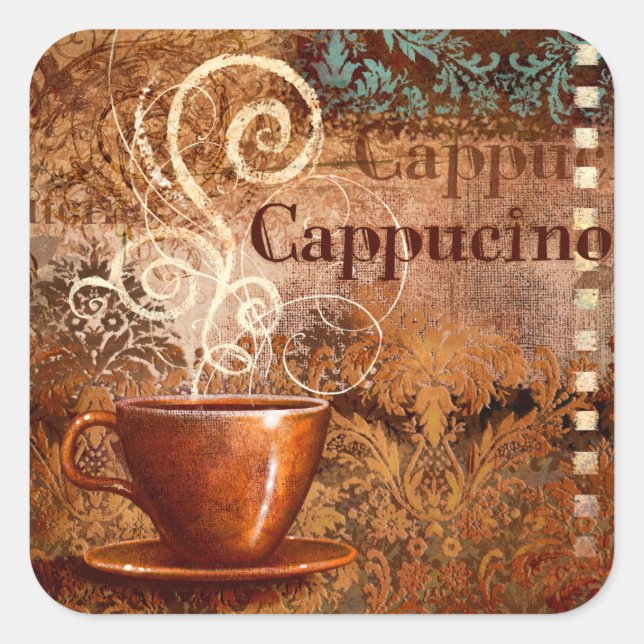 Pegatina Cuadrada Cappucino (Anverso)