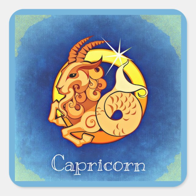 Pegatina Cuadrada Capricornio (Anverso)