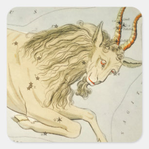 Pegatina Cuadrada Capricornio, Décimo Rótulo Zodiaco Astrológico