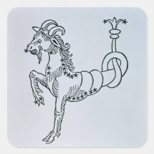 Pegatina Cuadrada Capricornio (la cabra) un ilustracion del Poe
