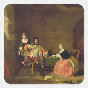 Pegatina Cuadrada Captain a Macheath Upbraided de Polly y de Lucy en