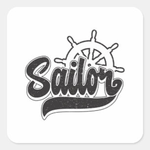 Pegatina Cuadrada Captain Sailor Sail Boat Sea Sailing Funny Gira