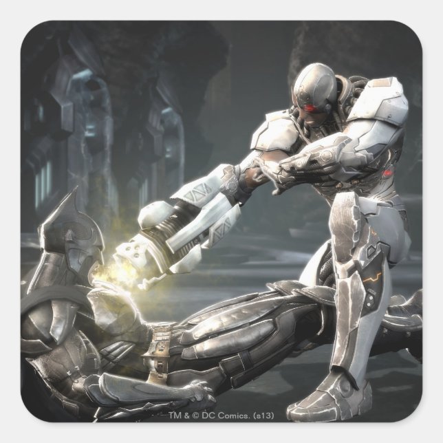 Pegatina Cuadrada Captura de pantalla: Batman vs Cyborg (Anverso)
