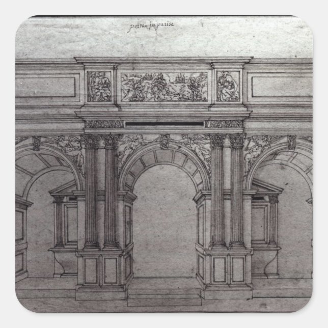 Pegatina Cuadrada Captura de pantalla de la iglesia (Anverso)