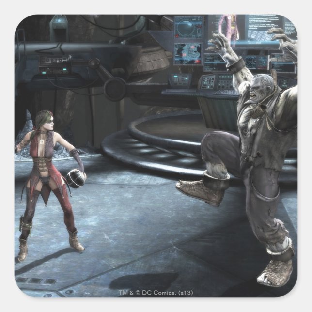 Pegatina Cuadrada Captura de pantalla: Harley vs Grundy (Anverso)