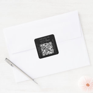 Pegatina Cuadrada Capturar el código Qr de amor Moda negra Boda mode