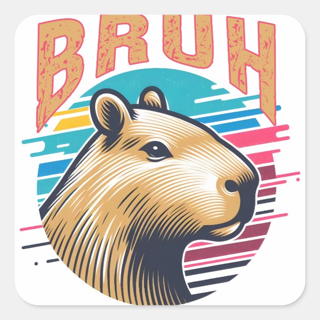 Pegatina Cuadrada Capybara Bruh Gracioso Bruh Capybara Amantes Hombr (Anverso)