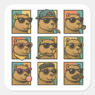 Pegatina Cuadrada Capybara Calm Crew